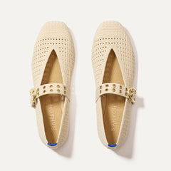 The Max Buckle Mary Jane - Off White Mesh